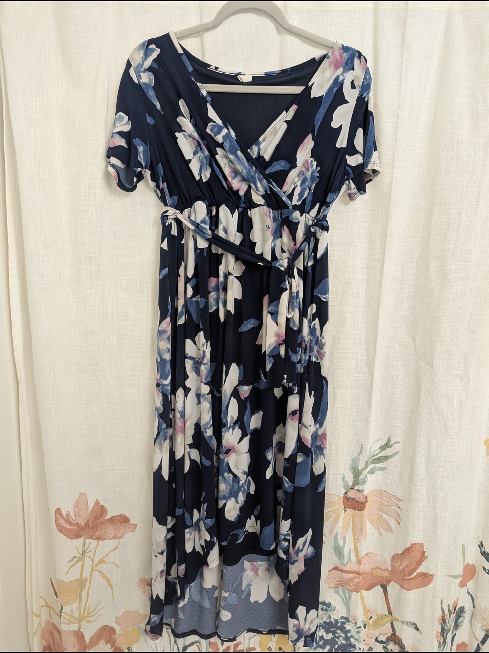 Pinkblush Navy Floral High-Low Wrap Dress